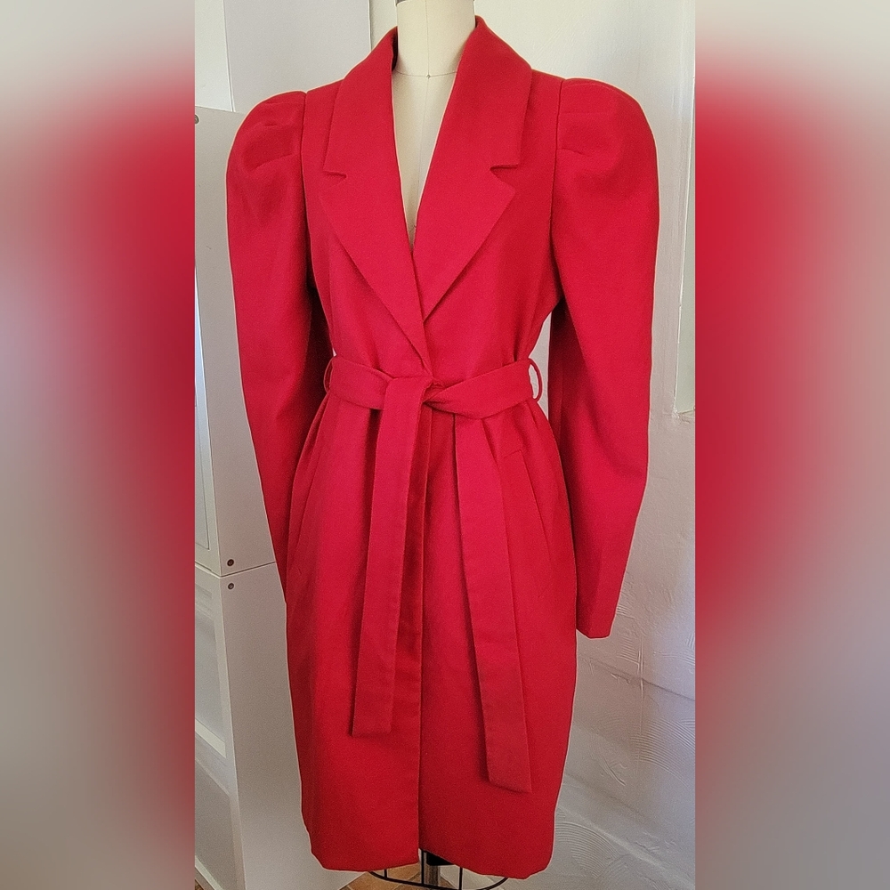 VINTAGE M Red Puff Sleeve Trench Coat